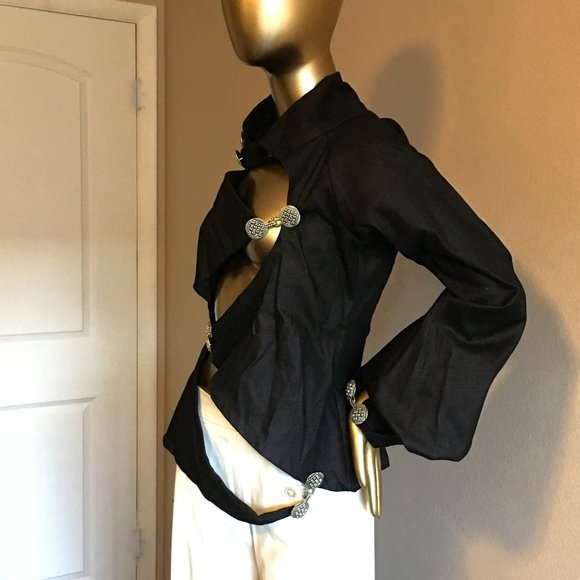 WASSA WEAR BOUTIQUE Denim Zig Zag Jacket  HAND-MADE - Picture 4 of 16